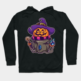 Sorcerer Hat Flame Halloween Pumpkin Sorcerer Costume Hoodie